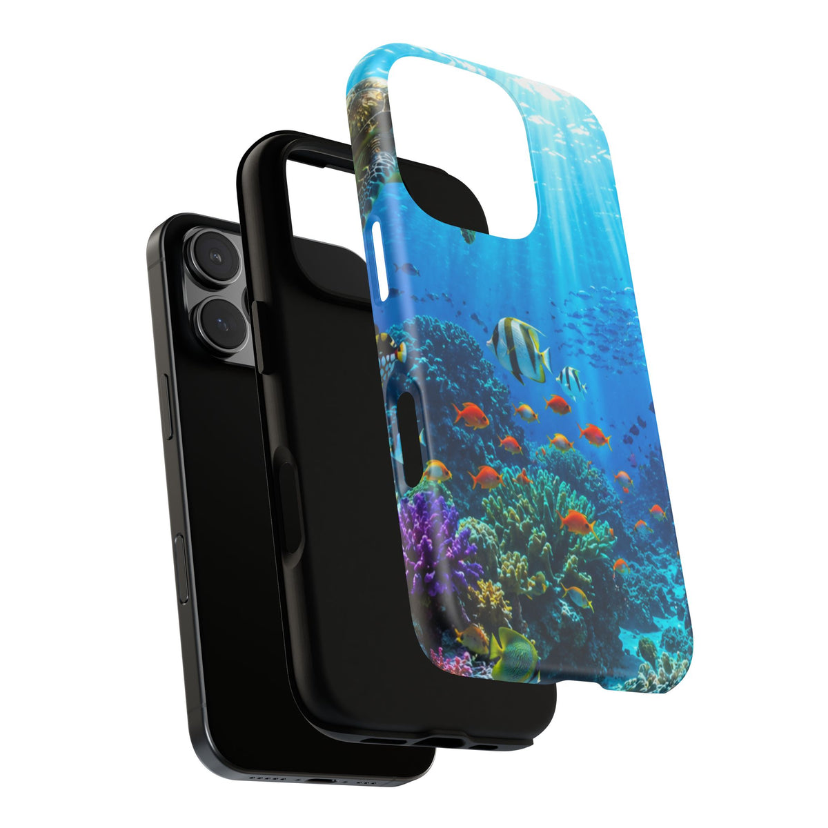 Underwater Ocean Life Tough Phone Case — Coral Reef & Sea Turtle Protective Cover