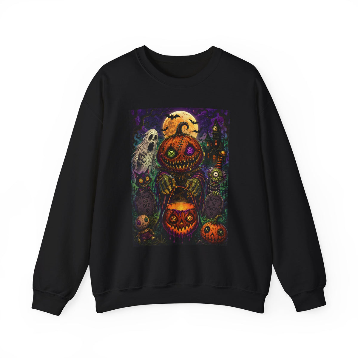 Halloween Pumpkin Crewneck Sweatshirt — Spooky Jack-o'-Lantern Art