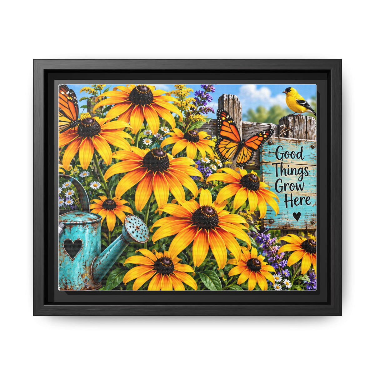 Good Things Grow Here Sunflowers Wall Art Matte Canvas