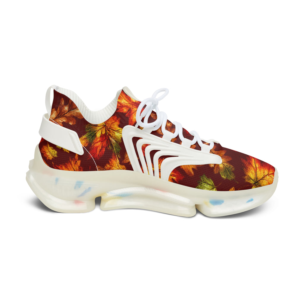 Autumn Leaf Mesh Sneakers — Women's Fall Floral Running Shoes