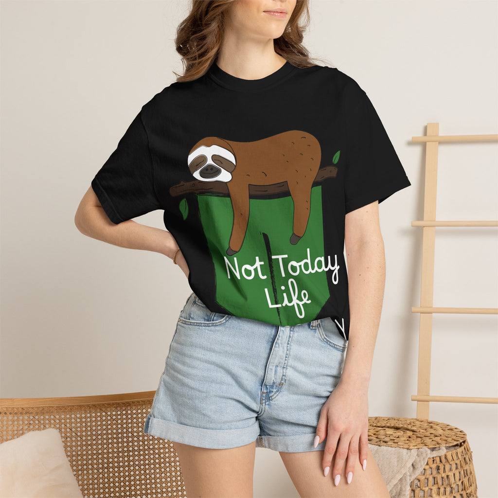 Sloth Pocket Tee — "Not Today" Lazy Sloth Graphic T-Shirt