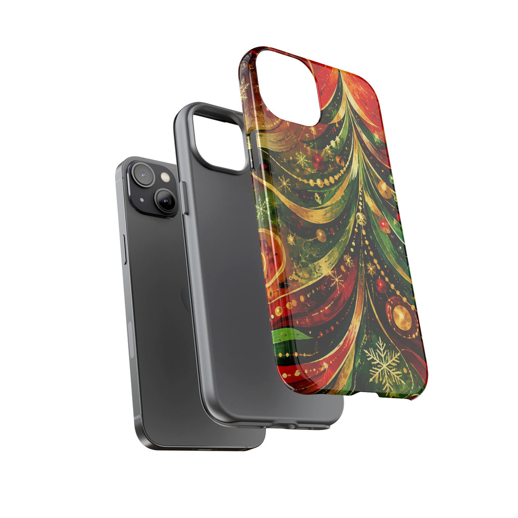 Christmas Tree Tough Phone Case — Festive Red & Green Holiday Phone Cover