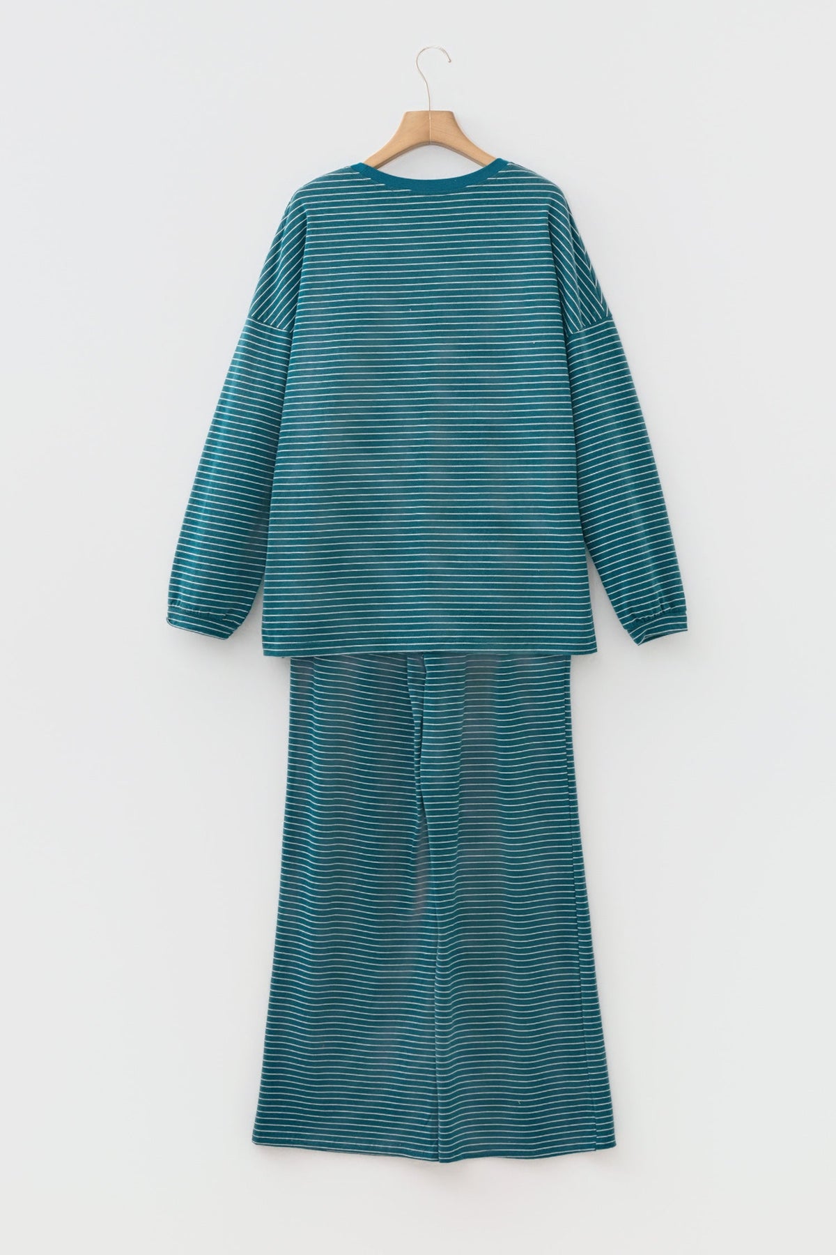 Stripe Drop Shoulder Long Sleeve Top & Pants Set