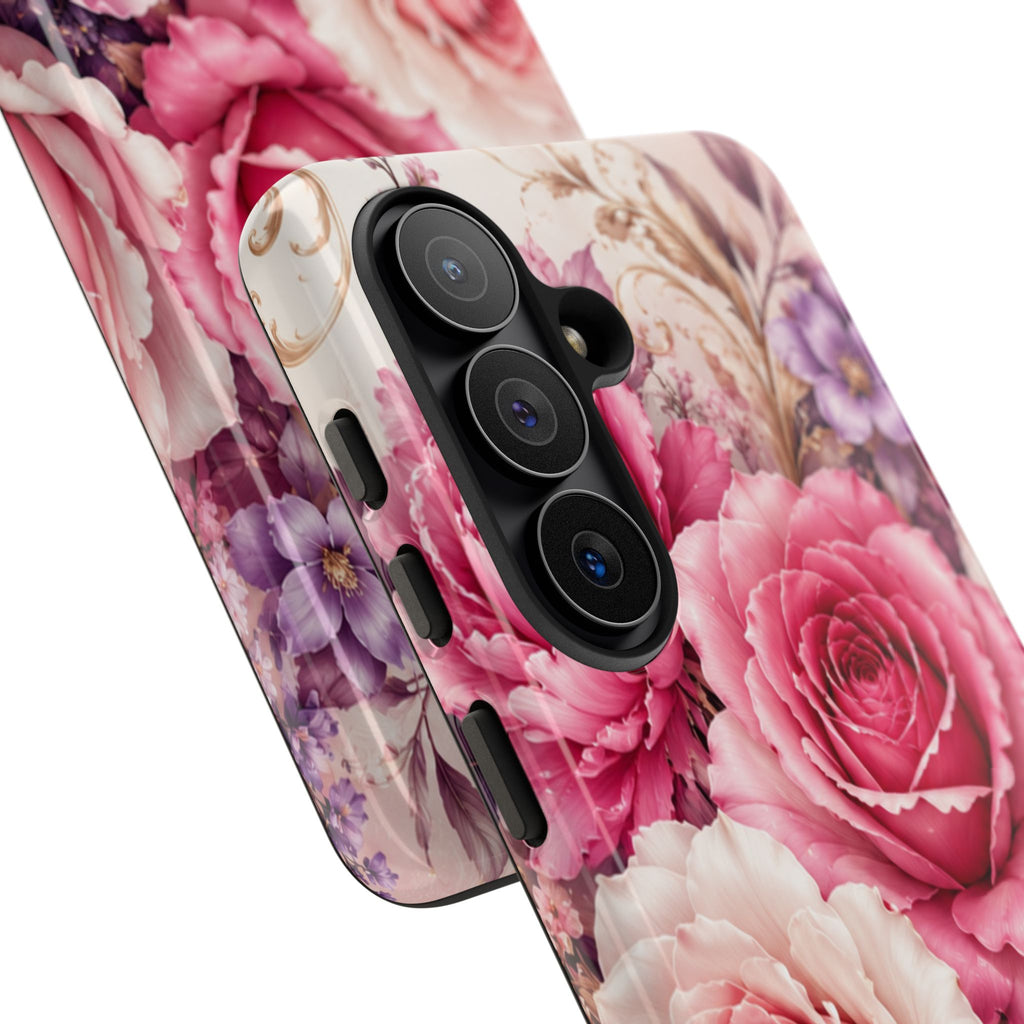 Pink Vintage Roses phone case | floral iPhone cover