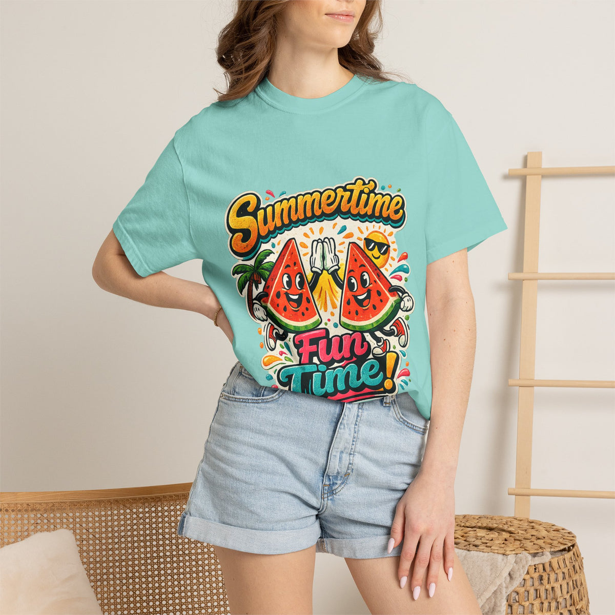 Summertime Fun Time Watermelon Graphic T-Shirt