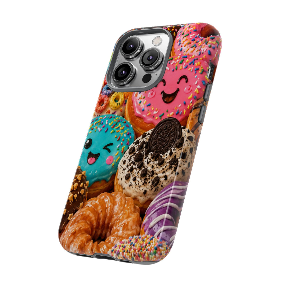 Donut Smile Tough Phone Case — Cute Colorful Desserts Protective Cover