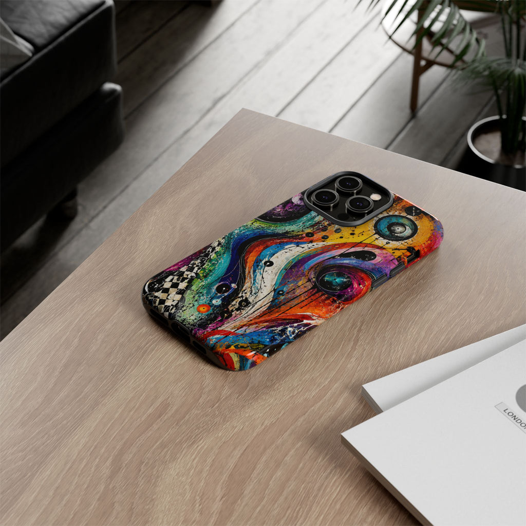 Abstract Cosmic Swirl Phone Case — Colorful Artistic iPhone Tough Case