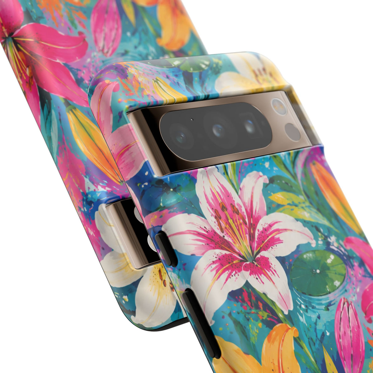 Floral Lily Tough Phone Case — Colorful Tropical Flower Protective Cover