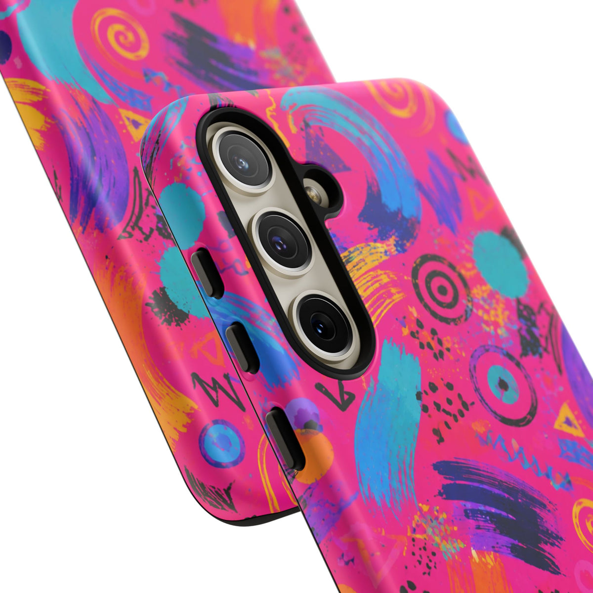 Neon Retro Abstract Tough Phone Case — 80s Brushstroke Pattern