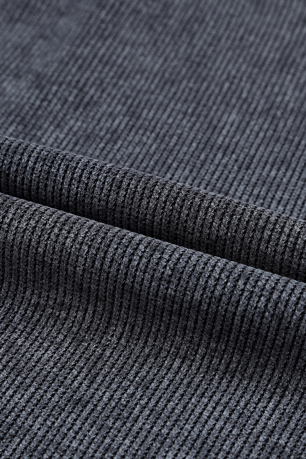 Solid Ribbed Knit Round Neck Pullover Sweatshirt