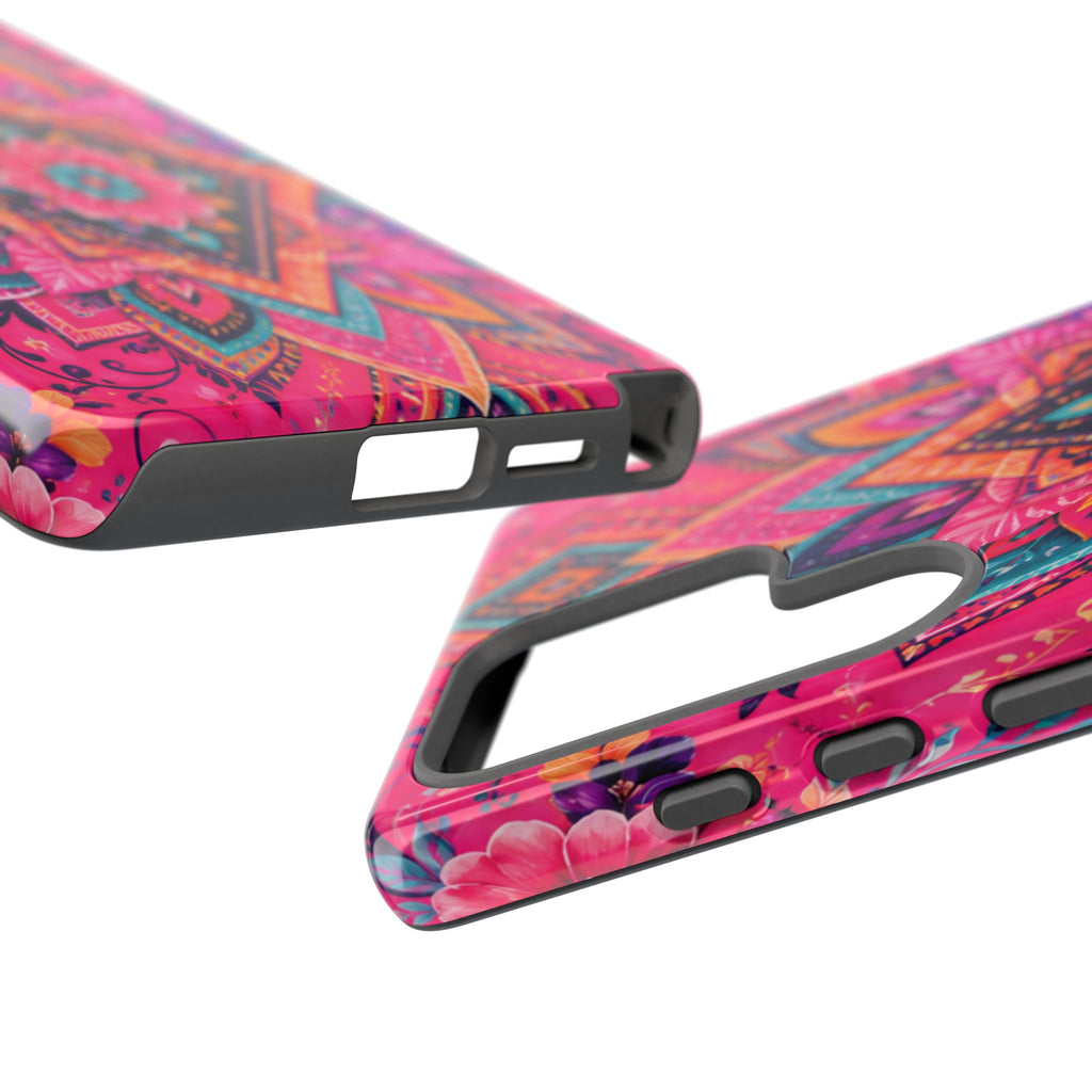 Floral Mandala Tough Phone Case — Pink Boho Protective Cover