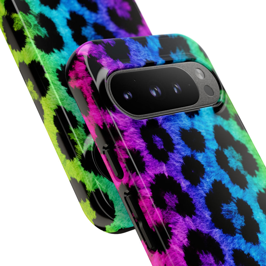 Neon Rainbow Leopard Tough Case – Colorful Animal Print Phone Cover