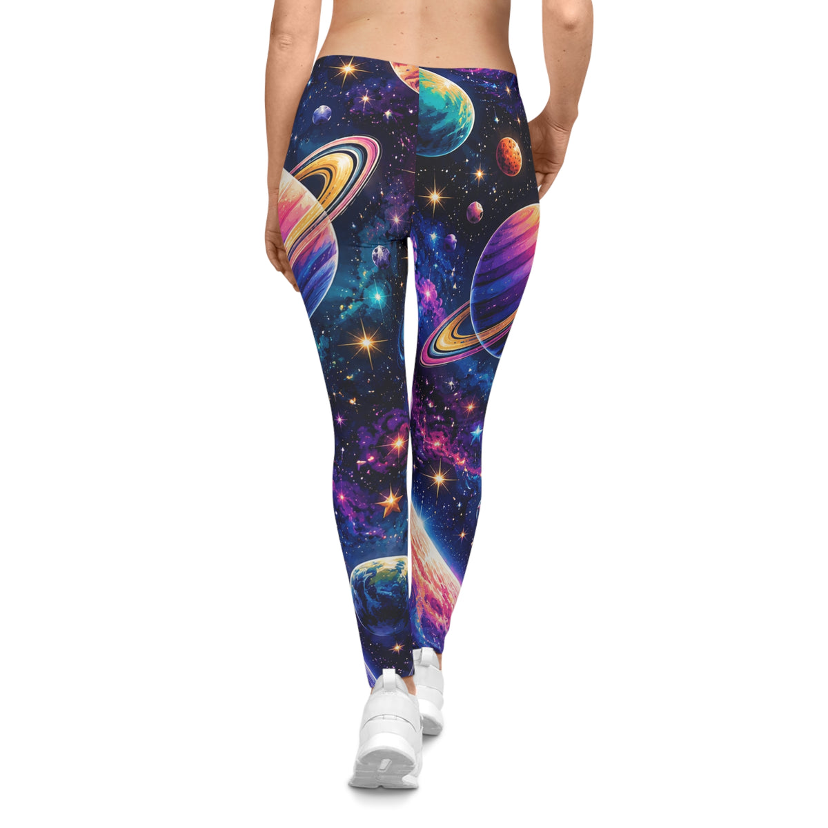 Galaxy Planets Leggings — Colorful Space Print Women's Leggings