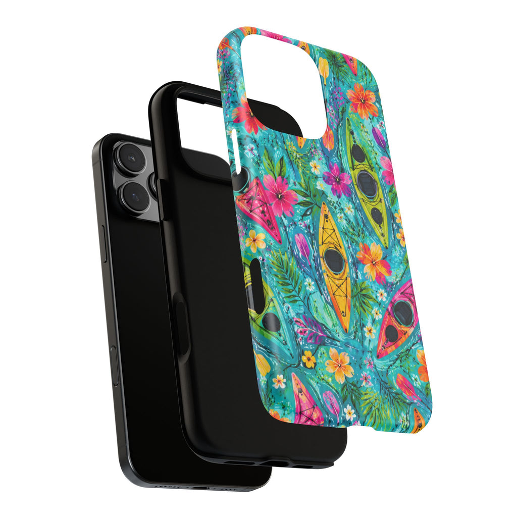 Tropical Kayak Phone Case – Colorful Floral Waterproof Pattern