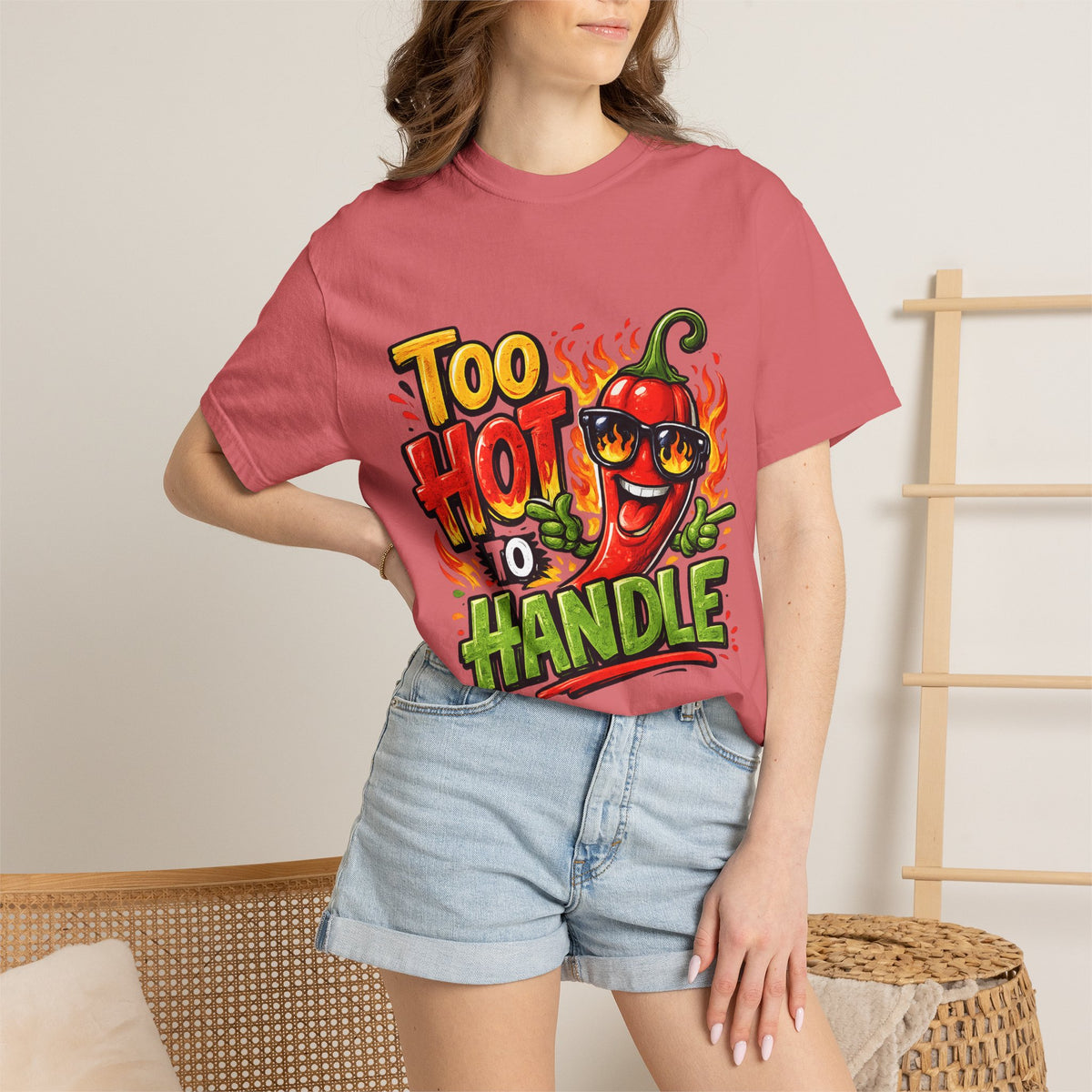 Too Hot to Handle pepper graphic T-shirt | spicy chili design