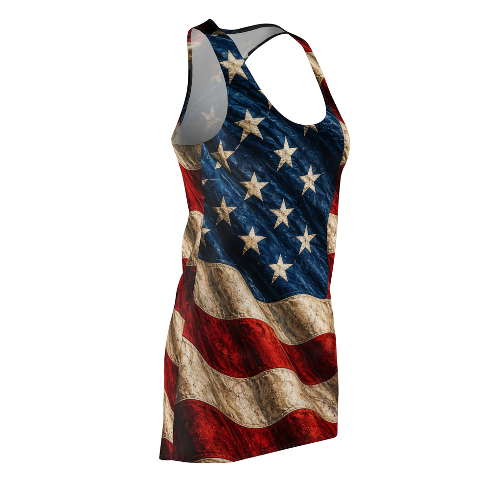American Flag Racerback Dress — All-Over Print Patriotic Women's Dress