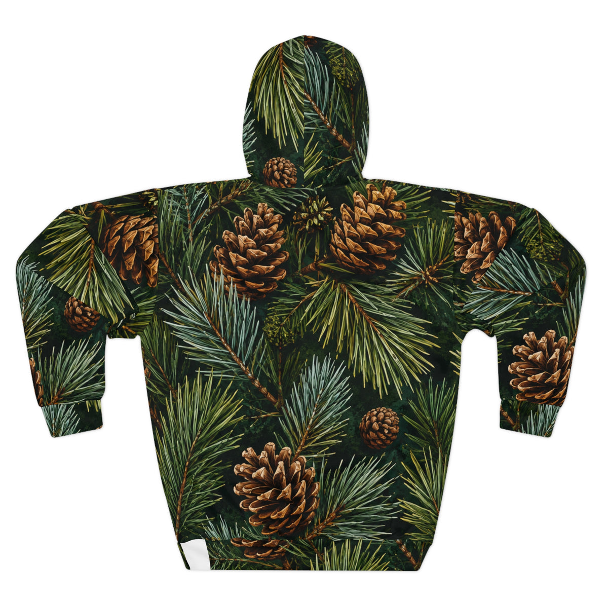 Pinecone Pine Needle All-Over Print Hoodie — Cozy Woodland Winter Pullover