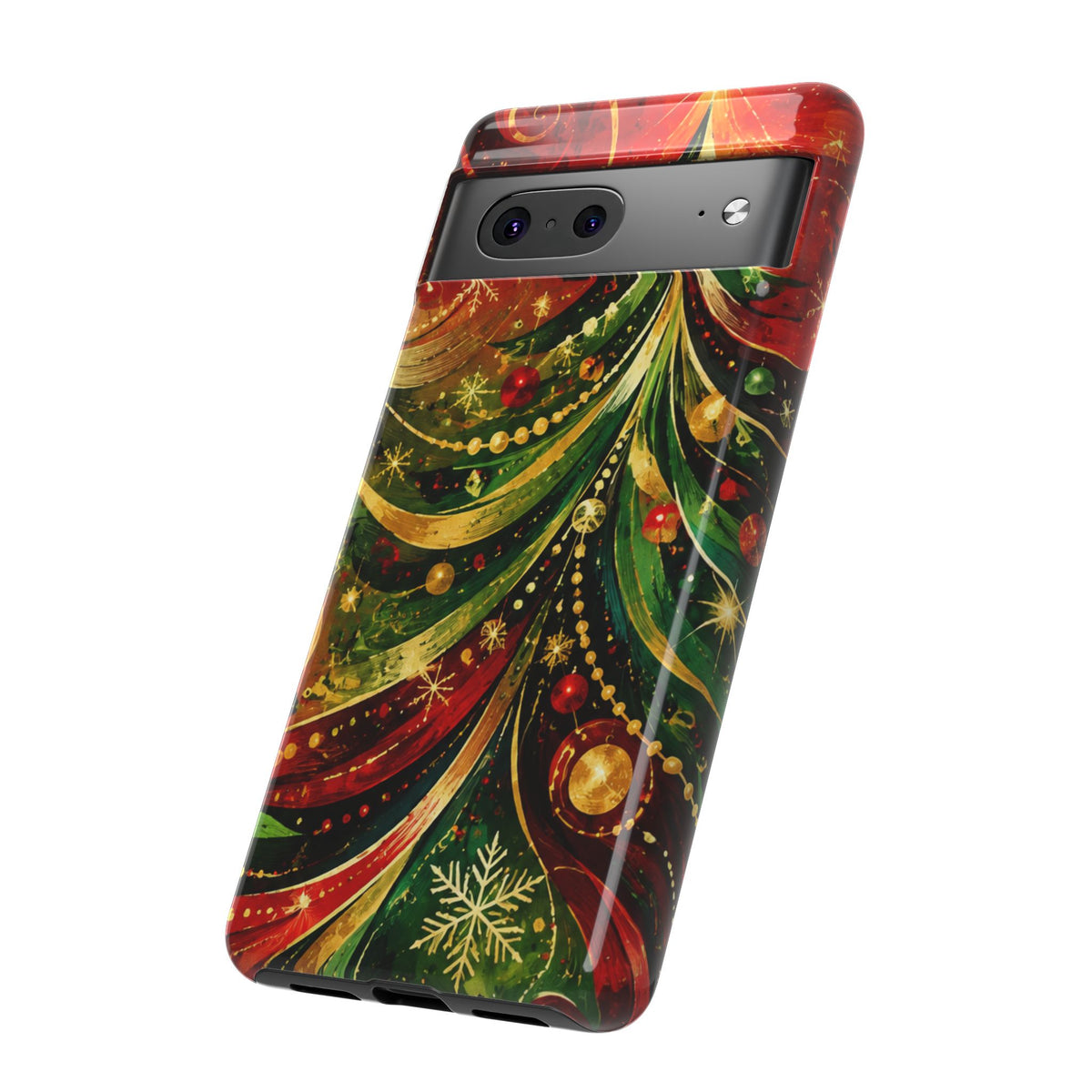 Christmas Tree Tough Phone Case — Festive Red & Green Holiday Phone Cover