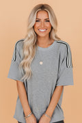 Stripe Patchwork Raw Edge Oversize Tee