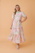 Floral Puff Sleeve Ruffle Tiered Maxi Dress