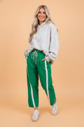 Stripe Smocked Waist Drawstring Cropped Pants