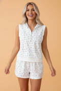 Floral Half Zip Top & Drawstring Shorts Set