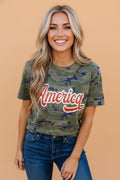 Camo America Patriotic Graphic Tee