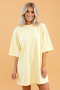 Solid Emboirdered Eyelet Patchwork T-Shirt Dress
