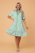 Floral Frilled V-Neck Button Front Dress