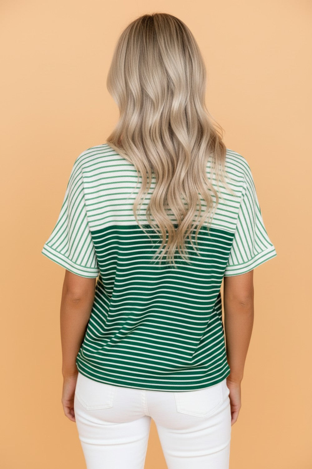 Stripe Colorblock Chest Pocket Short Sleeve Tee
