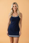 Contrast Trim Scoop Neck Sleeveless Mini Dress