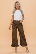 Leopard Ruffle Hem Shift Jeans
