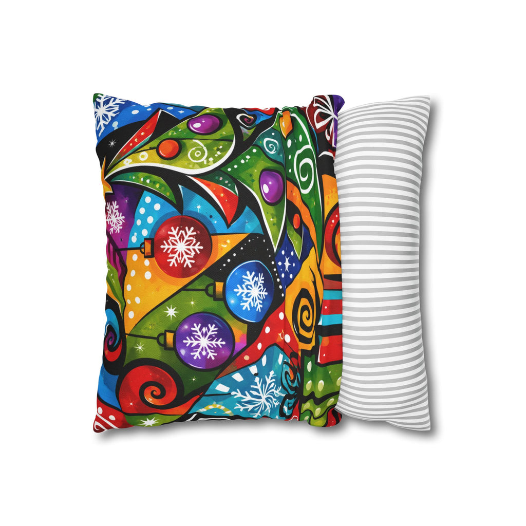 Colorful Abstract Christmas Tree Pillowcase — Festive Holiday Throw Pillow Cover