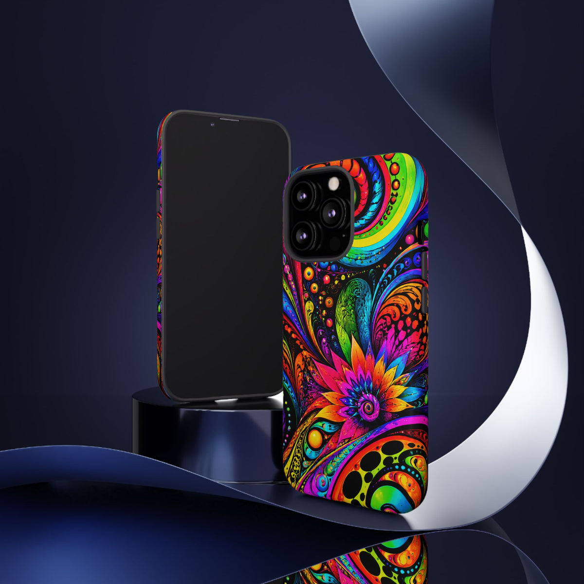 Psychedelic Floral Phone Case — Vibrant Swirl Tough Protective Cover