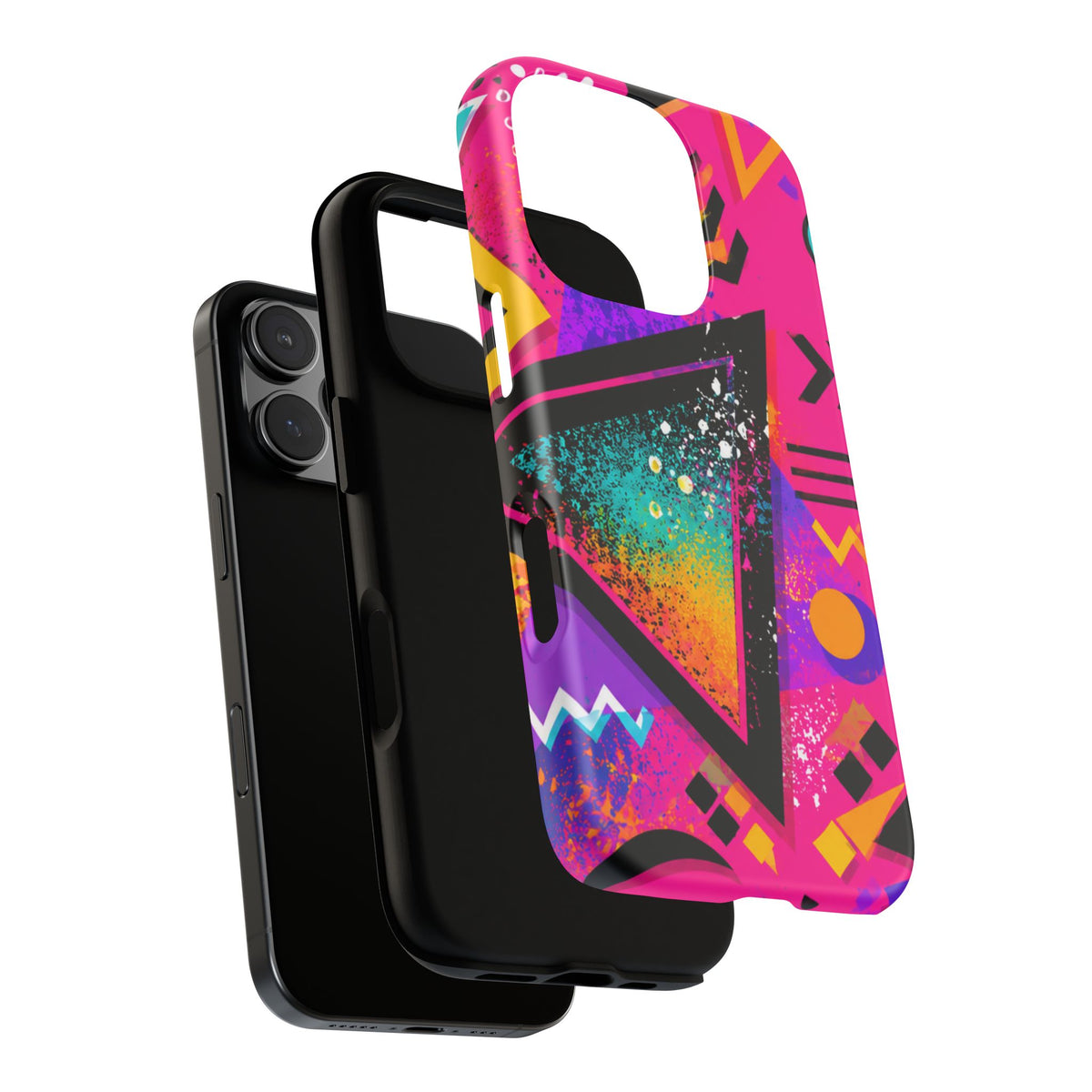 Retro 80s Geometric Phone Case — Neon Triangle Tough Case