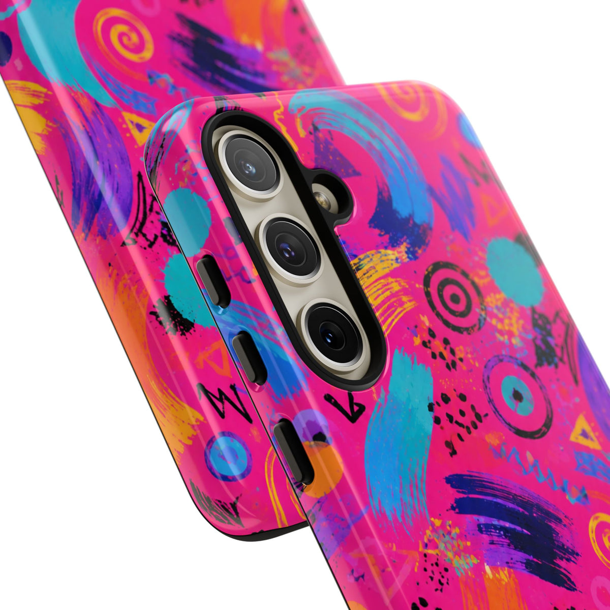 Neon Retro Abstract Tough Phone Case — 80s Brushstroke Pattern