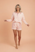 Polka Dot Polo Pullover & Elastic Waist Shorts Set