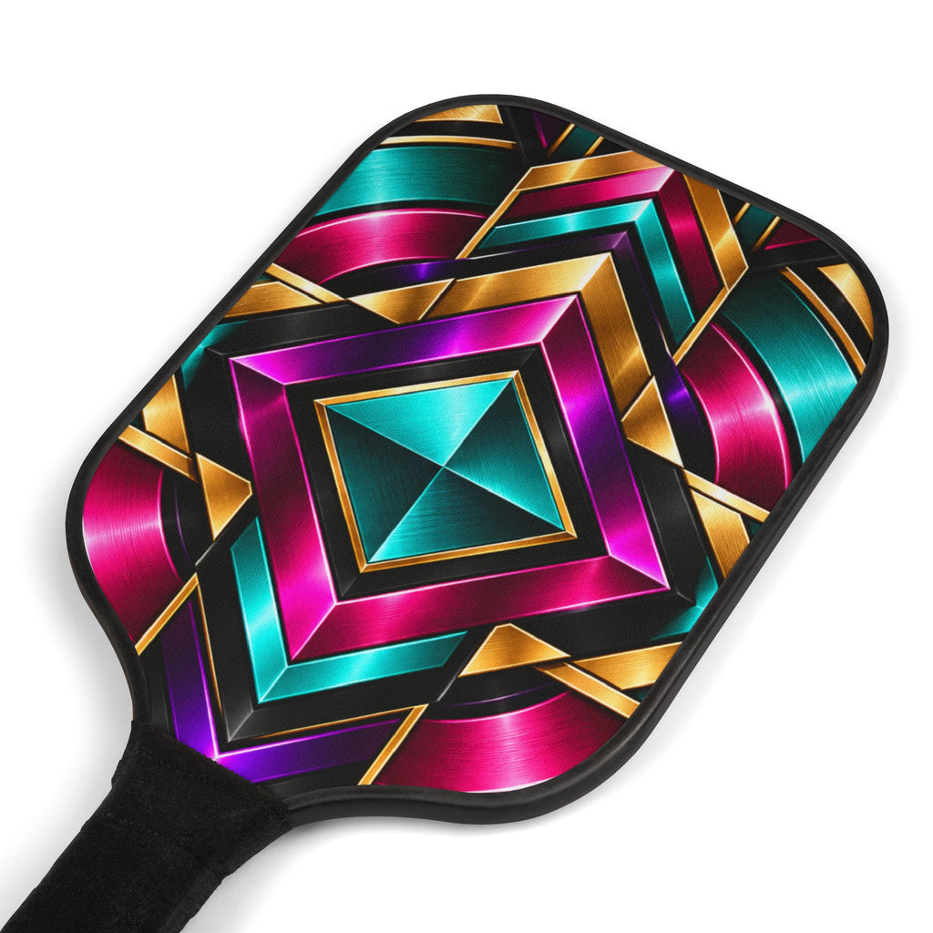 Pickleball Paddle Set — Vibrant Geometric Pattern Pickleball Kit with 2 Paddles & Balls