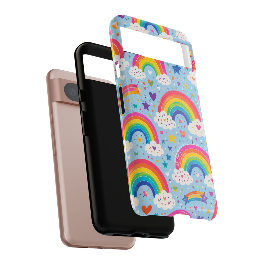 Rainbow Clouds Phone Case — Cute Pastel Rainbow Pattern Tough Case