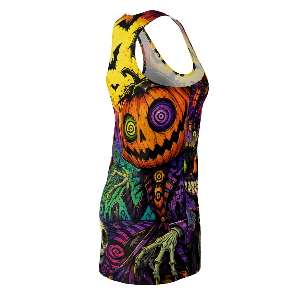 Psychedelic Halloween Pumpkin Racerback Dress | AOP