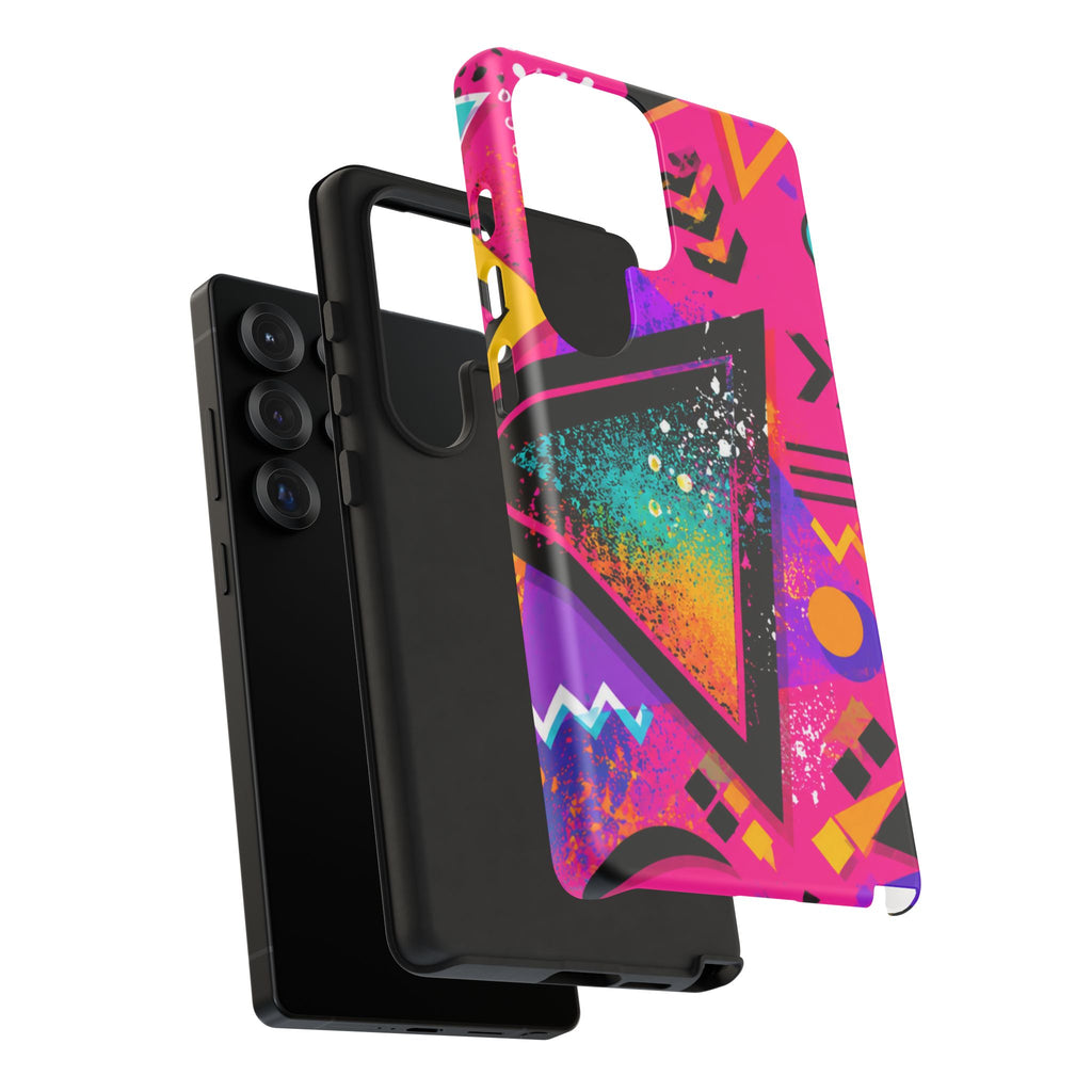 Retro 80s Geometric Phone Case — Neon Triangle Tough Case
