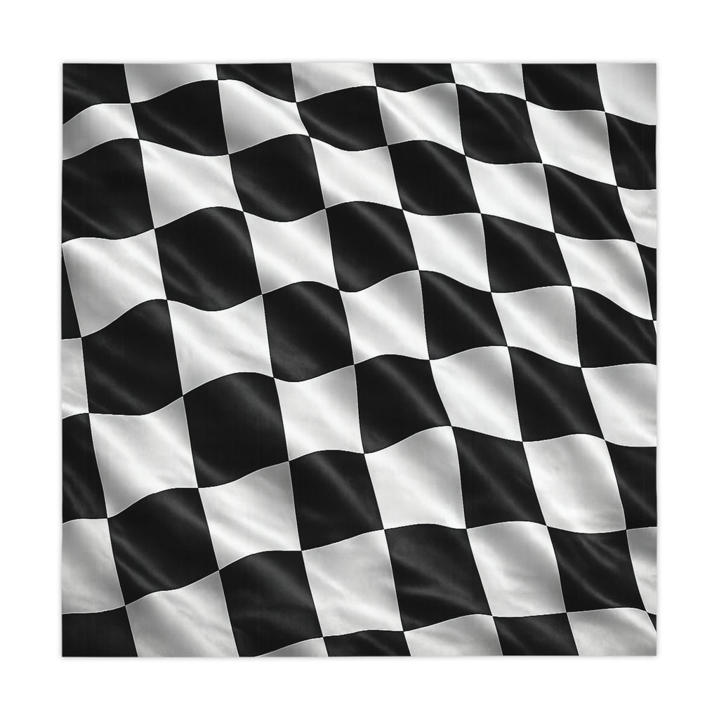 Checkered Racing Flag Tablecloth – Black & White Motorsport Table Cover