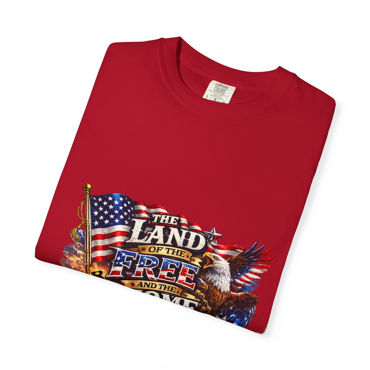 Land of the Free Home of the Brave T-Shirt | American Flag Eagle