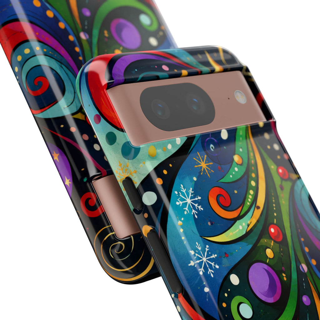 Colorful Swirl Christmas Tree Tough Phone Case