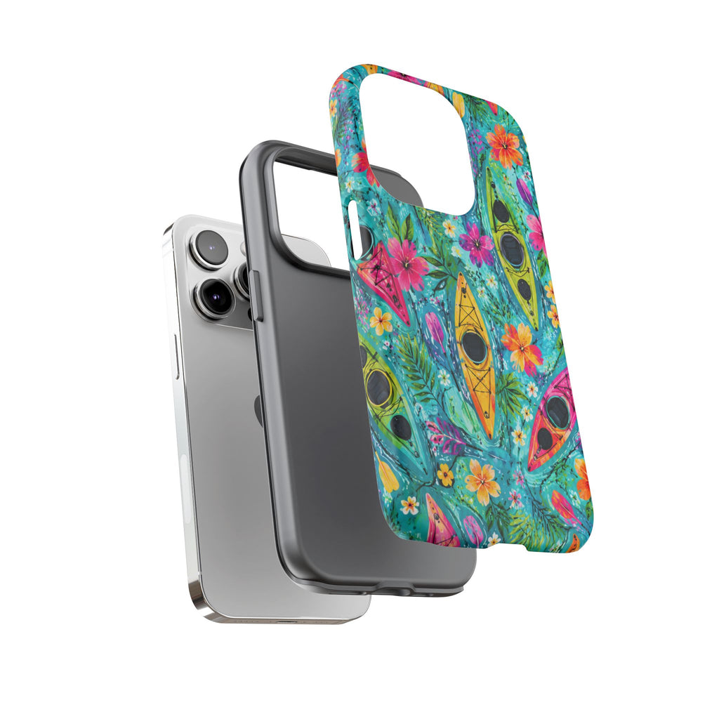 Tropical Kayak Phone Case – Colorful Floral Waterproof Pattern