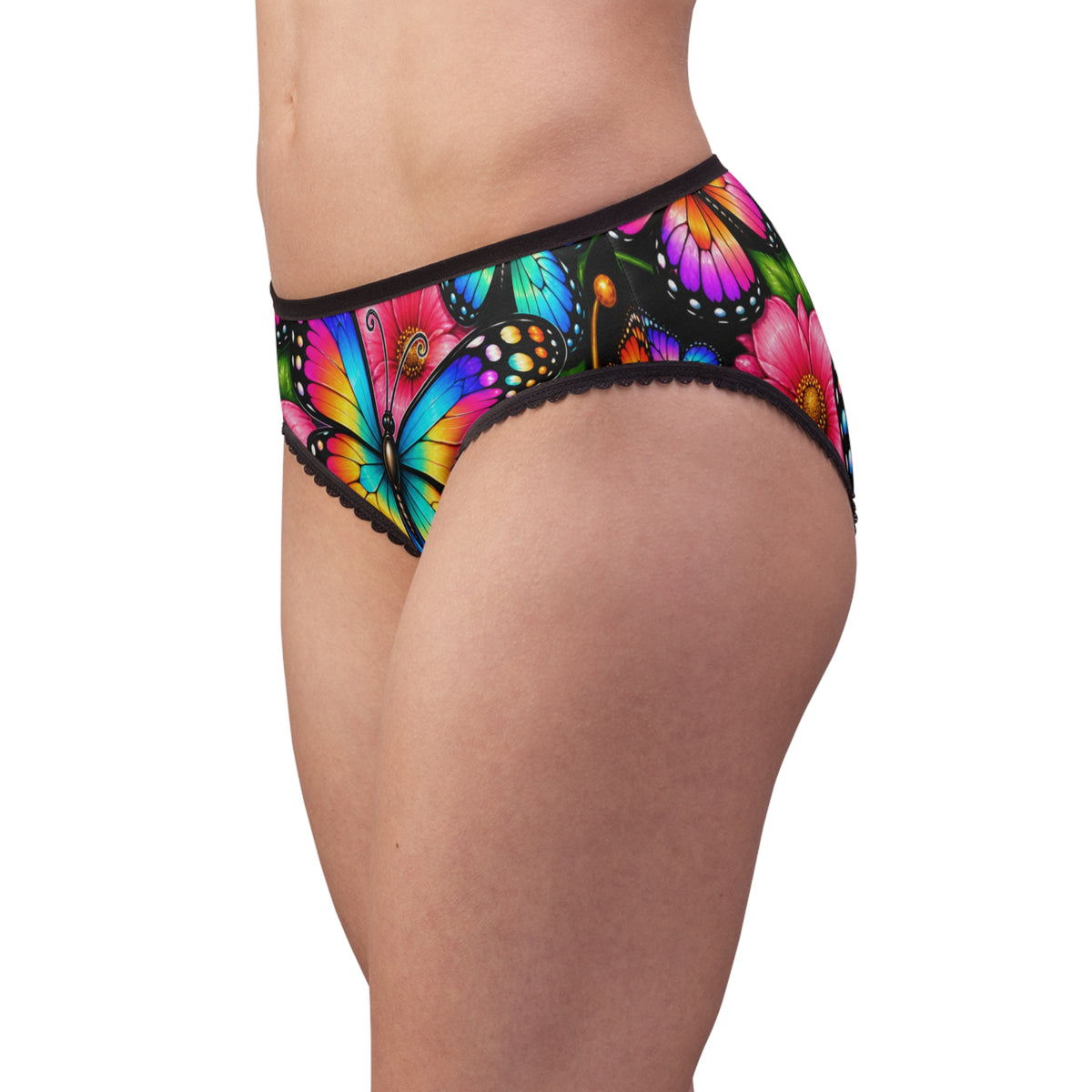 Butterfly Bloom Women's Briefs — Vibrant Rainbow Floral Underwear