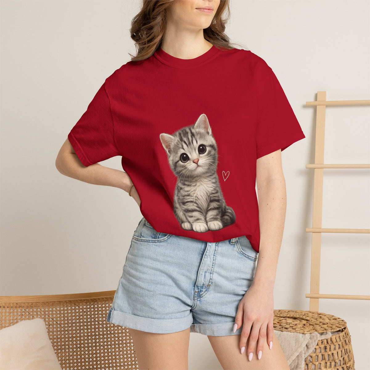 Smiling Tabby Kitten T-Shirt | Cute Cat Illustration