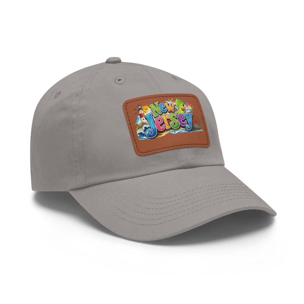 New Jersey Patch Logo Dad Hat | Leather Rectangle Patch