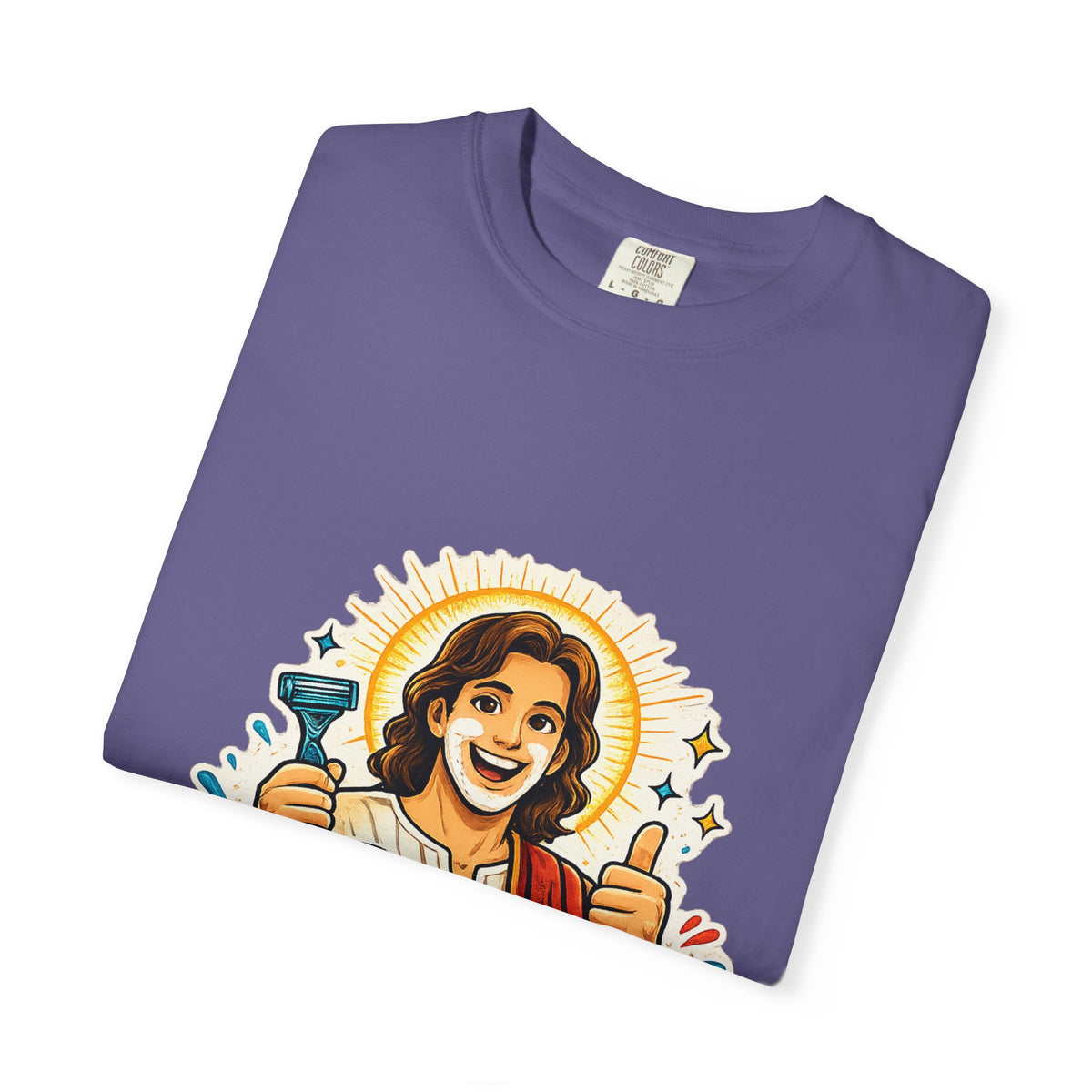 Jesus Shaves T-shirt | Retro Jesus Illustration, Shaving Theme