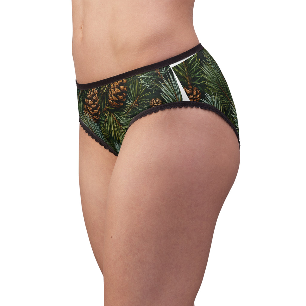 Pinecone Holiday Briefs — Women’s Pine Needle Patterned Panties